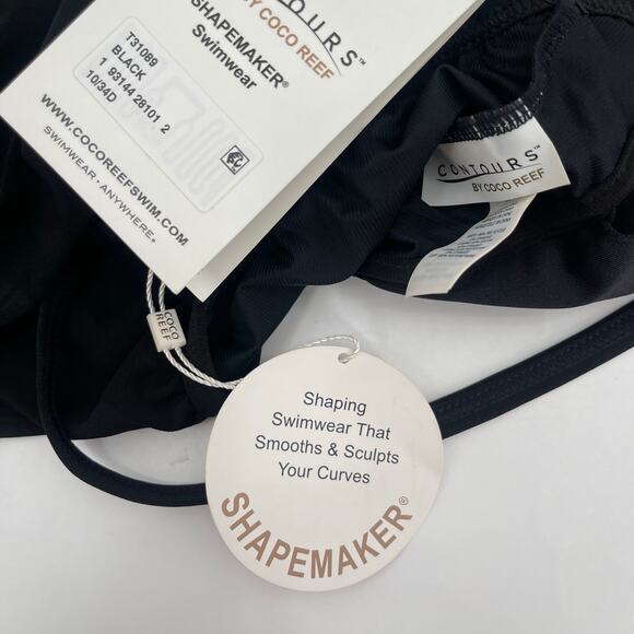 CONTOURS BY COCO REEF Swimsuit Size 10/34D Shapemaker Black NWT Swim Shorts - Picture 9 of 16